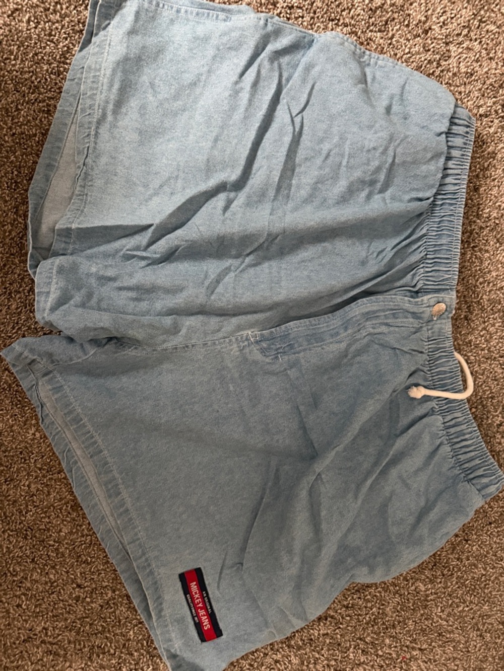 Vintage Disney Light Blue Denim Jean Shorts with Branded Patch